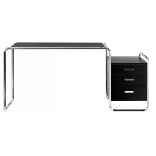 S285/1 Desk | Plain Black Lacquer on Chrome Frame