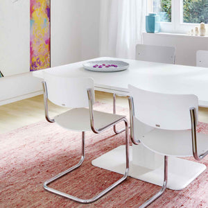 S43 Chair - Chrome Frame | White Lacquered Beech Seat and Back