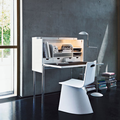 Orcus Writing Desk | White Glossy Lacquer with Leather Interior