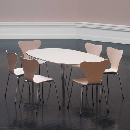 Superellipse Dining Table | White Laminate Top