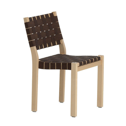 611 Chair | Black Brown Webbing with Birch Frame