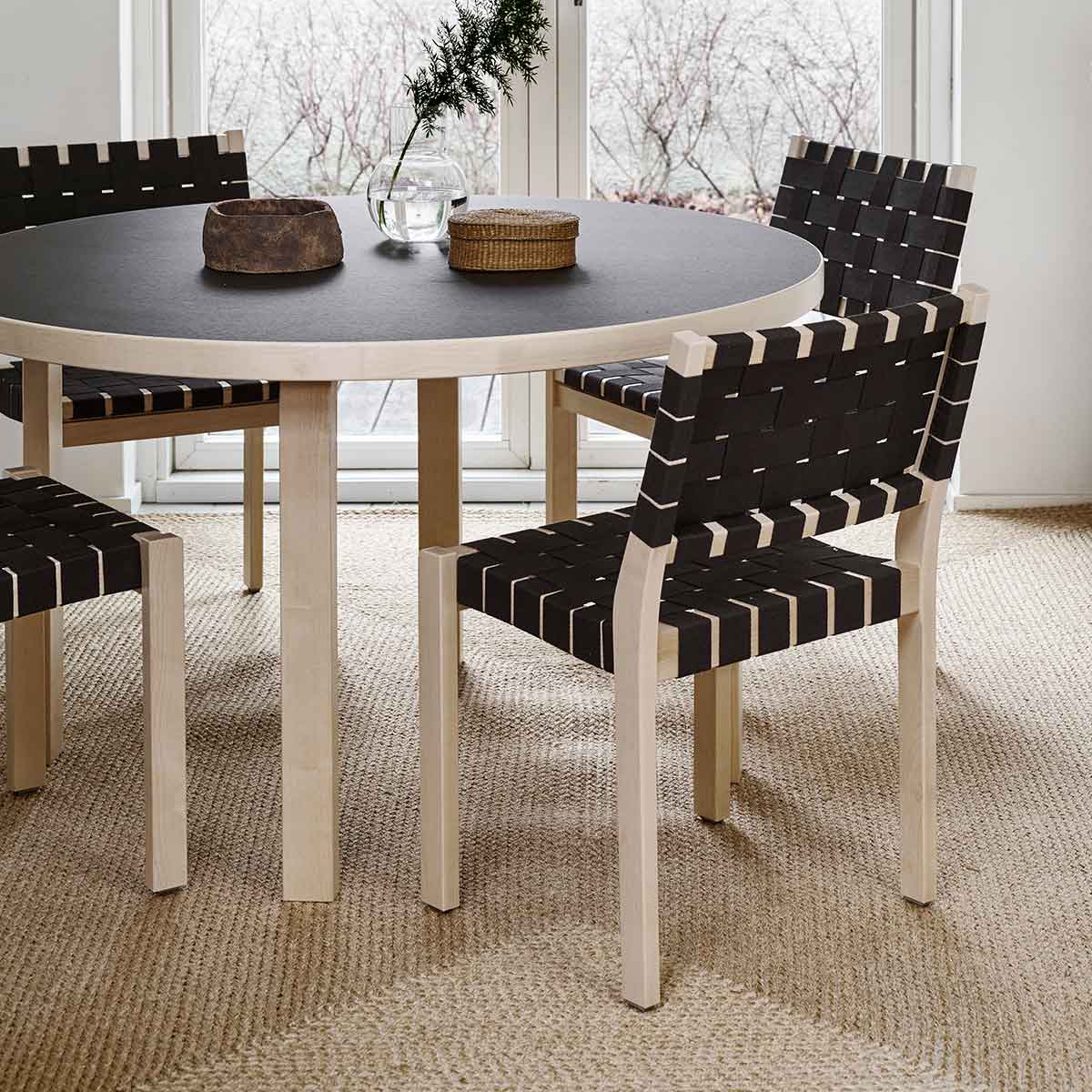 611 Chair | Black Brown Webbing with Birch Frame