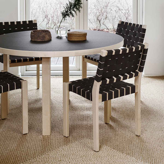 611 Chair | Black Brown Webbing with Birch Frame