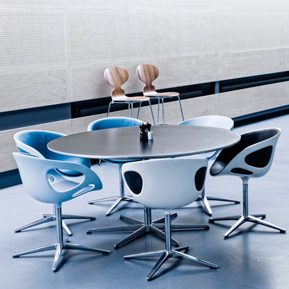 A825 Circular Pedestal Table | White Laminate Top