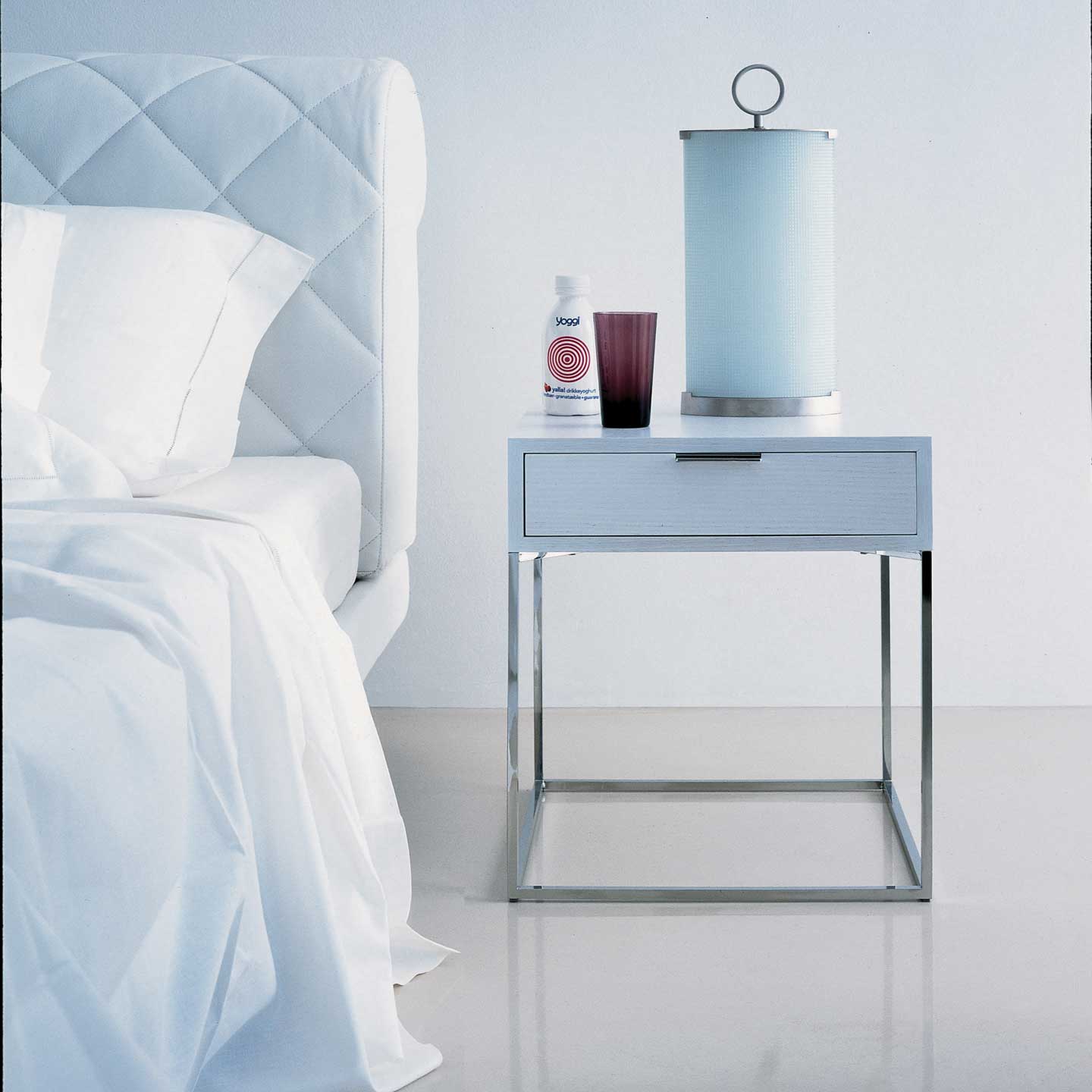 Oscar Night Table with Drawer | Grey Painted Oak Veneer