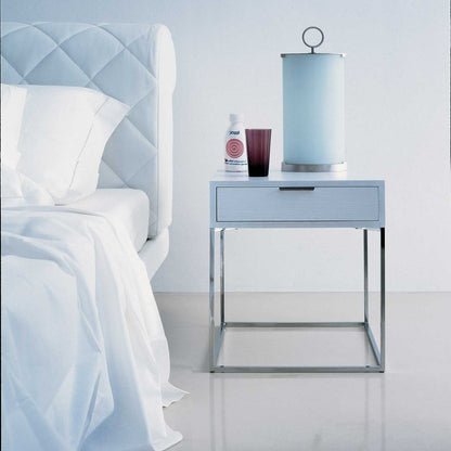 Oscar Night Table with Drawer | Grey Painted Oak Veneer