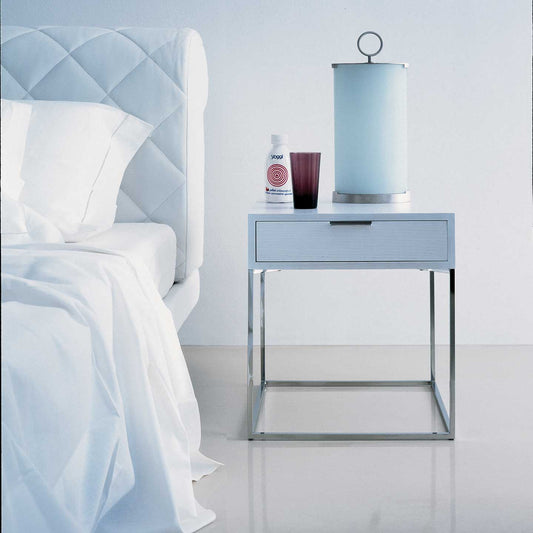 Oscar Night Table with Drawer | Grey Painted Oak Veneer