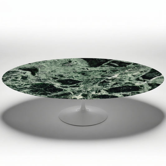 Saarinen Oval Dining Table | Green Verdi Alpi Marble Top - Generated
