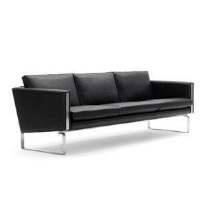 CH103 3 Seat Sofa | Leather Thor 301 Black