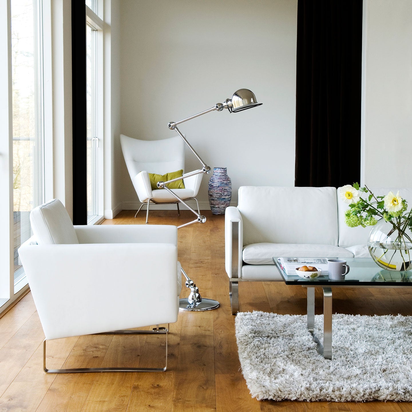CH101 Armchair | Leather Thor 390 White