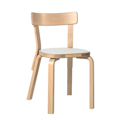 69 Chair | White Laminate Seat Birch Back