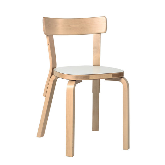69 Chair | White Laminate Seat Birch Back