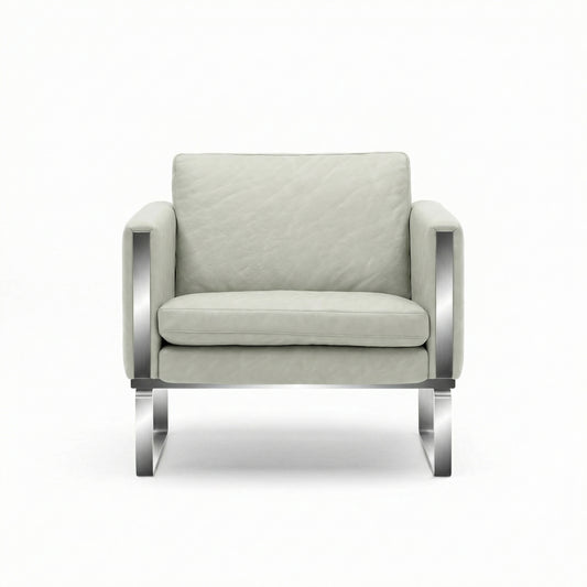 CH101 Armchair | Leather Thor 390 White - Generated