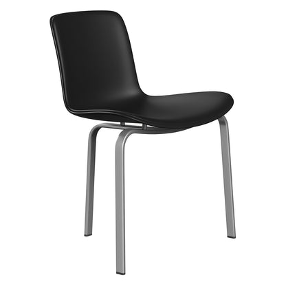 PK8 Chair | Black Leather with Black Plastic Shell
