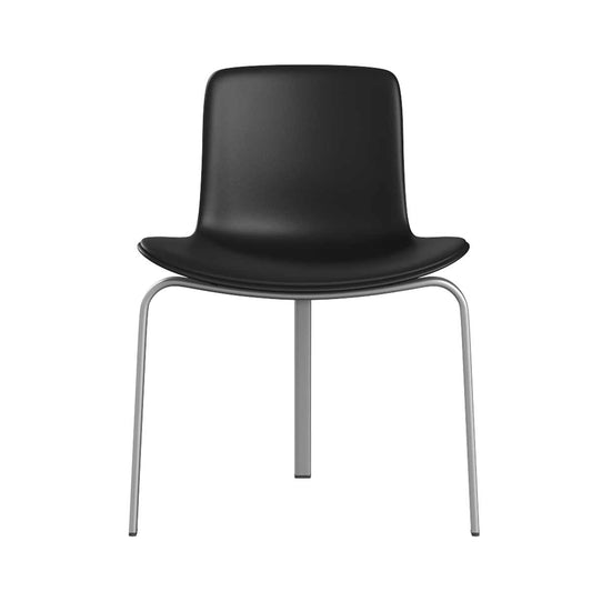 PK8 Chair | Black Leather with Black Plastic Shell