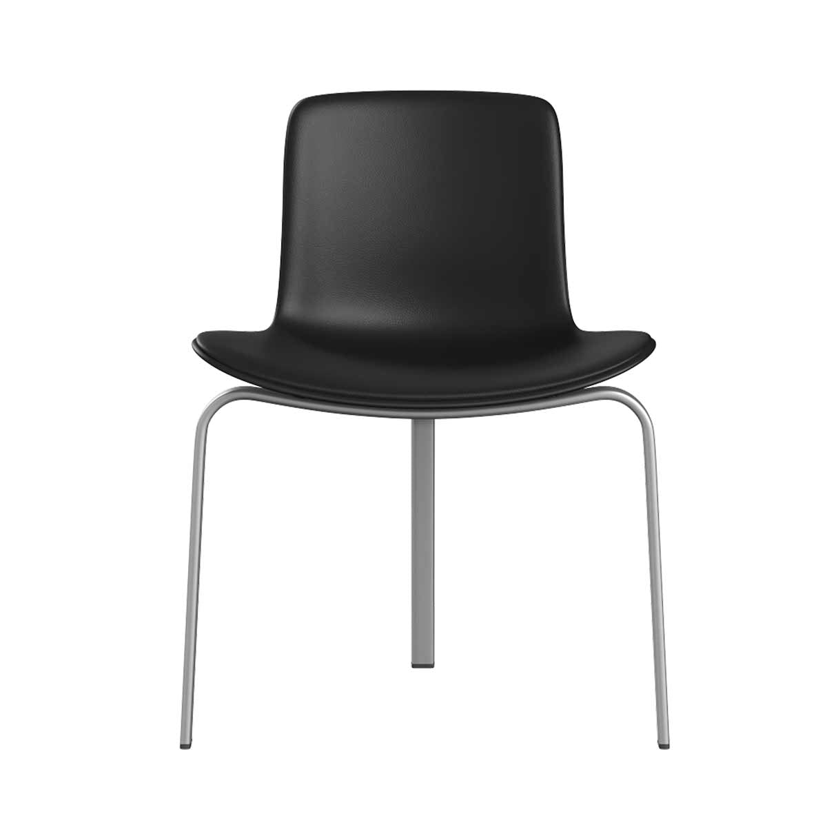 PK8 Chair | Black Leather with Black Plastic Shell