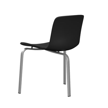 PK8 Chair | Black Leather with Black Plastic Shell