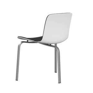 PK8 Chair | Black Leather with White Plastic Shell