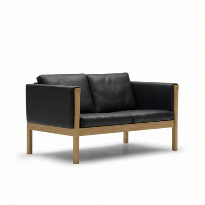 CH162 2 Seat Sofa | Leather Thor 301 Black - Generated