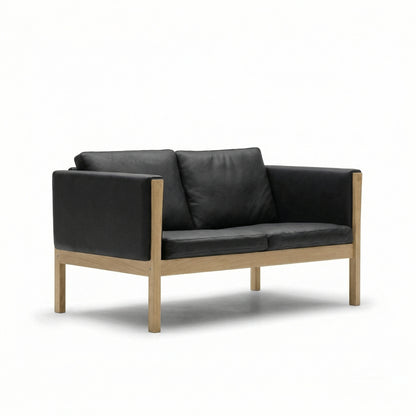 CH162 2 Seat Sofa | Leather Thor 301 Black - Generated