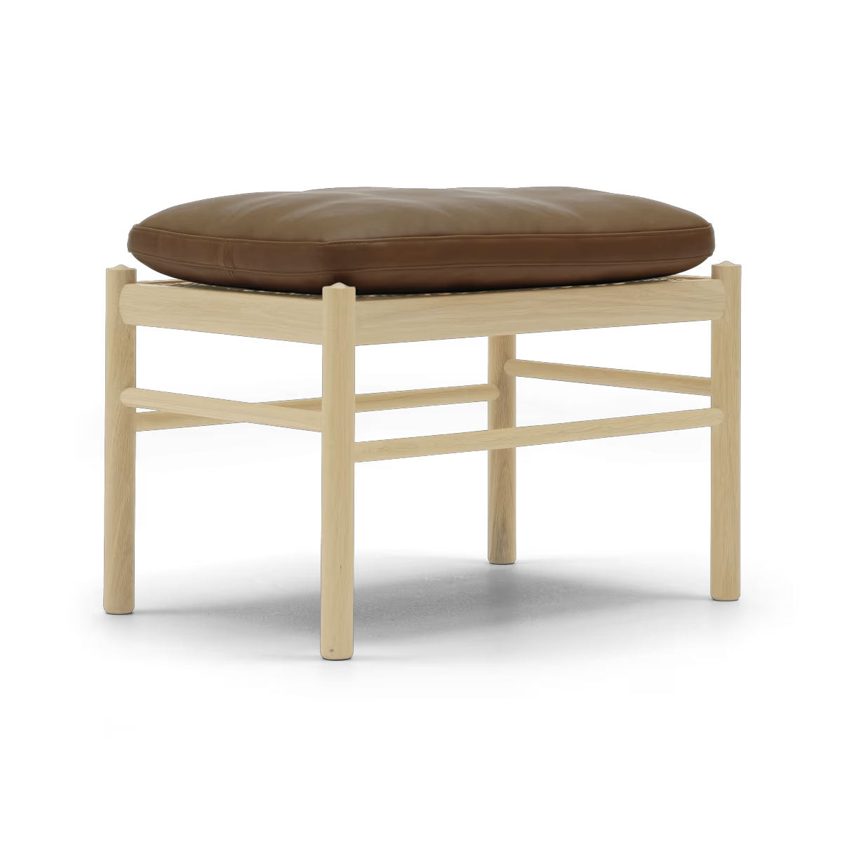 OW149F Colonial Footstool | Thor 307 Cognac Leather Cushion