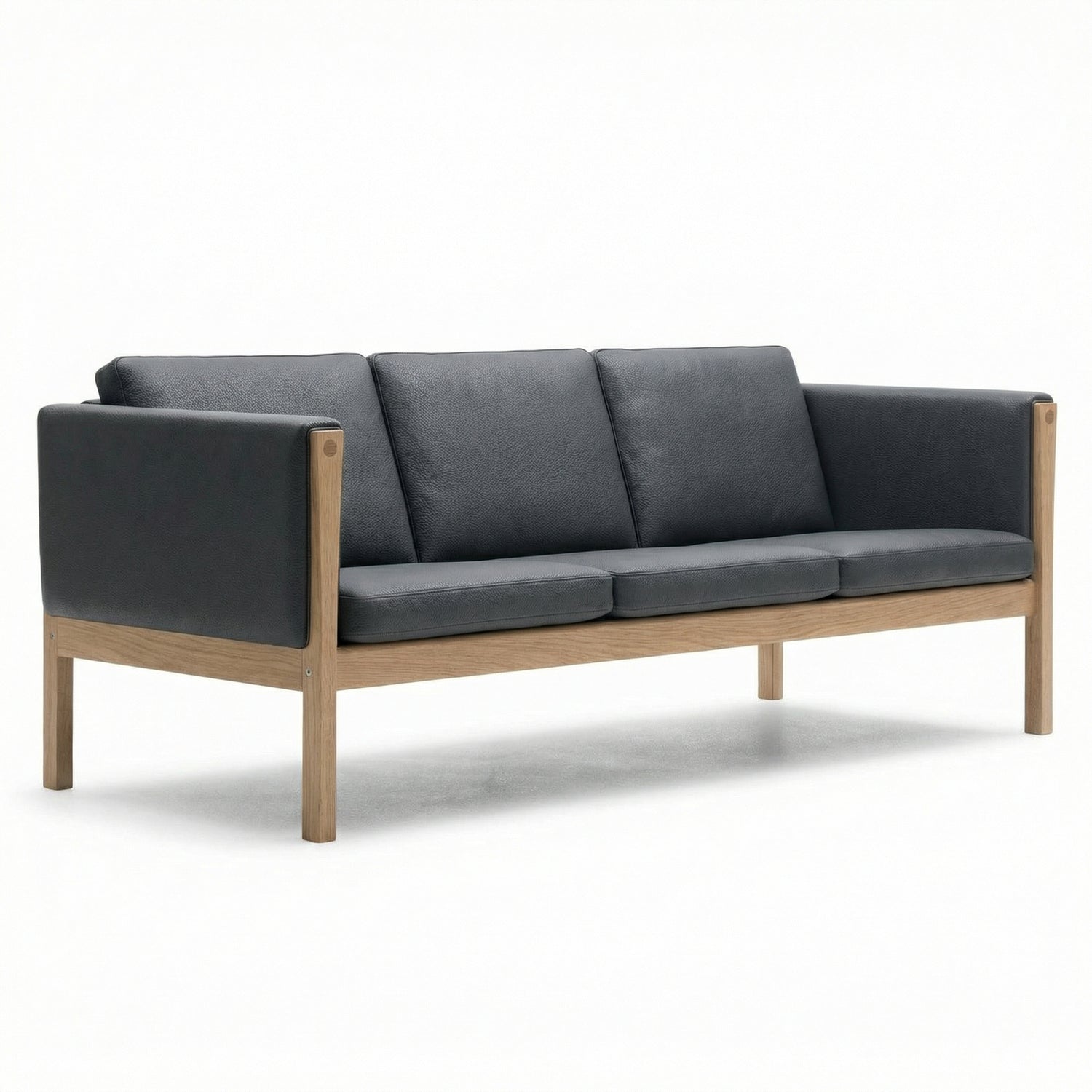 CH163 3 Seat Sofa | Leather Loke 7150 Black - Generated