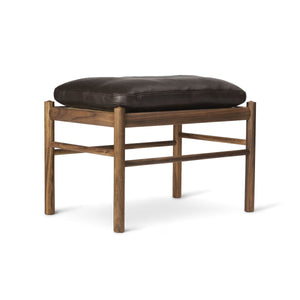 OW149F Colonial Footstool | Thor 306 Dark Brown Leather Cushion