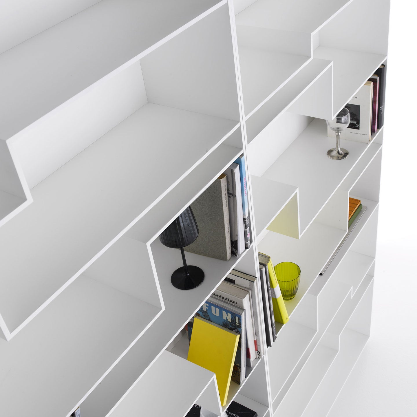 Melody Bookcase | White Lacquer Frame White Back Panel