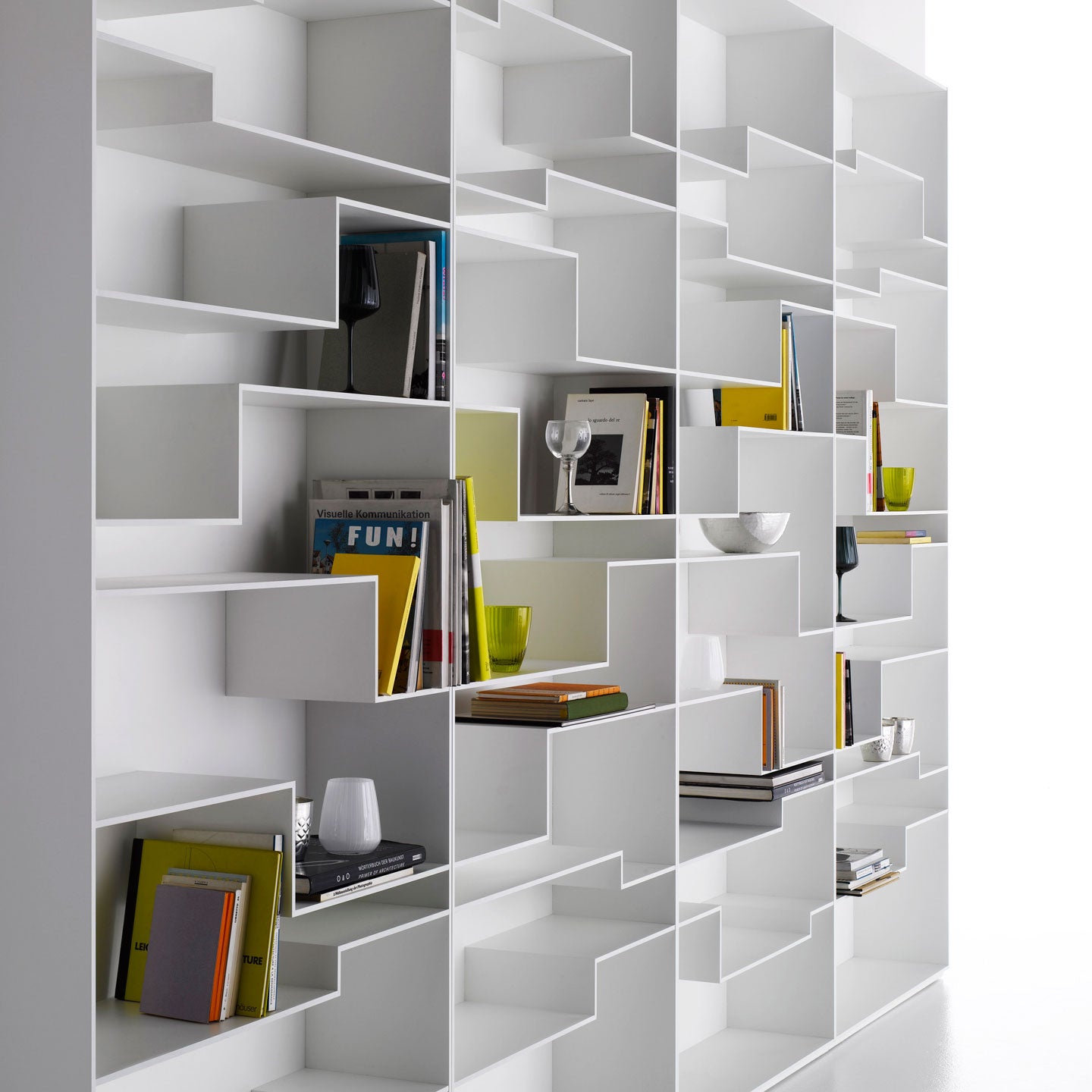 Melody Bookcase | White Lacquer Frame White Back Panel