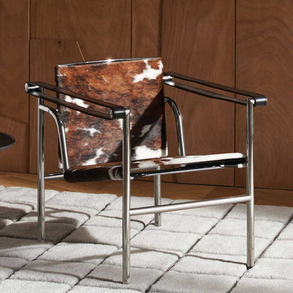 1 Fauteuil a Dossier Basculant | Brown/White/Black Hairyskin Seat