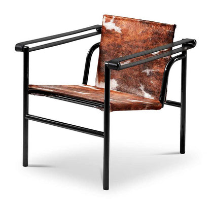 1 Fauteuil a Dossier Basculant | Brown/White/Black Hairyskin Seat
