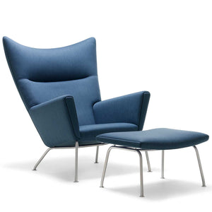 CH446 Footstool | Dark Grey 'Divina Melange 170' Wool Upholstery