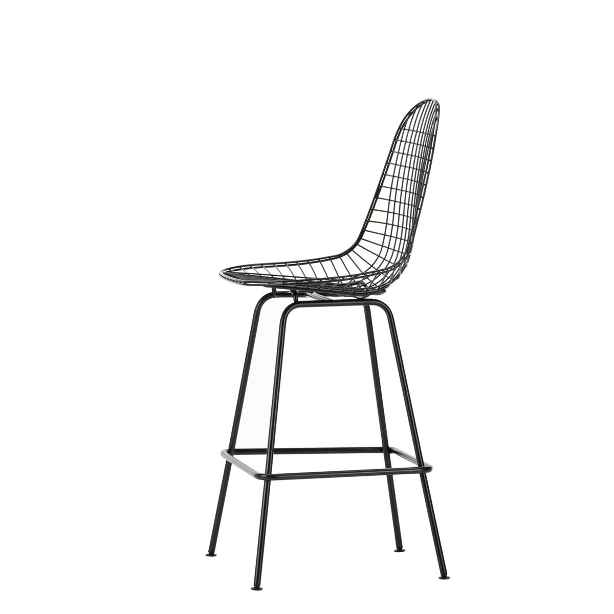 Eames Wire Stool Medium | Dark Powder Coat Frame with Felt Glides