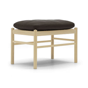 OW149F Colonial Footstool | Thor 301 Black Leather Cushion