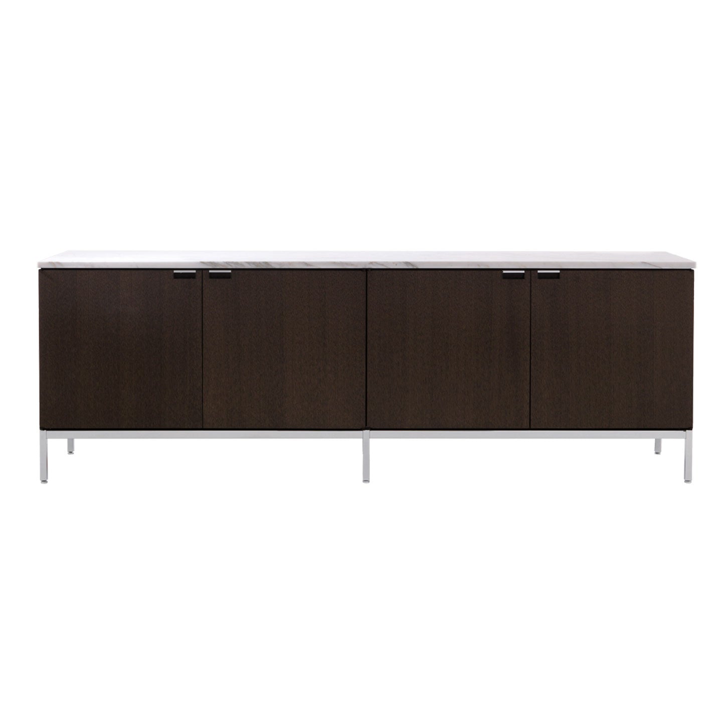 Florence Knoll Credenza 4 Door | Ebonised Oak Case and Polished Chrome