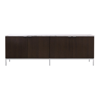 Florence Knoll Credenza 4 Door | Ebonised Oak Case and Polished Chrome