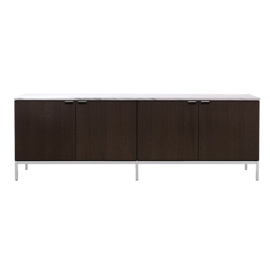 Florence Knoll Credenza 4 Door | Ebonised Oak Case and Polished Chrome
