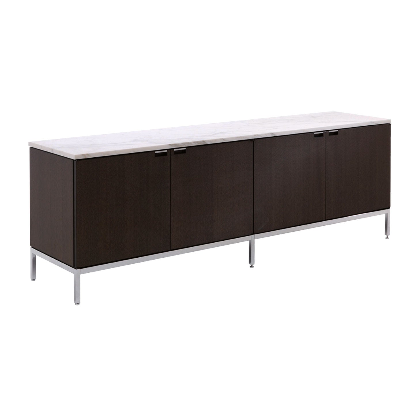 Florence Knoll Credenza 4 Door | Ebonised Oak Case and Polished Chrome