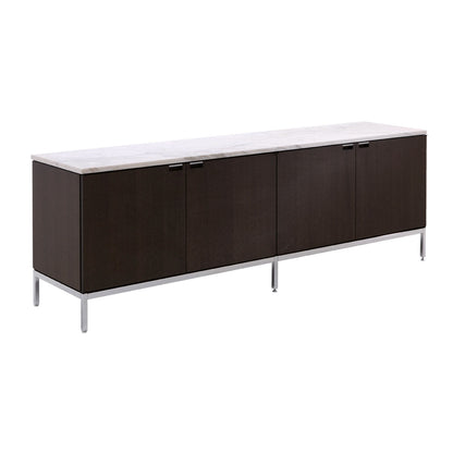 Florence Knoll Credenza 4 Door | Ebonised Oak Case and Polished Chrome