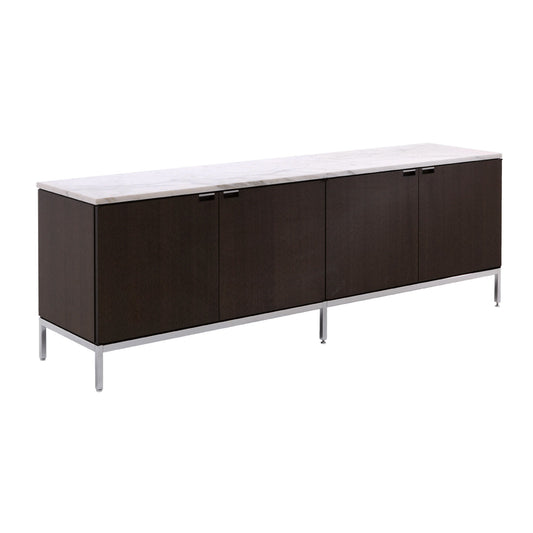 Florence Knoll Credenza 4 Door | Ebonised Oak Case and Polished Chrome