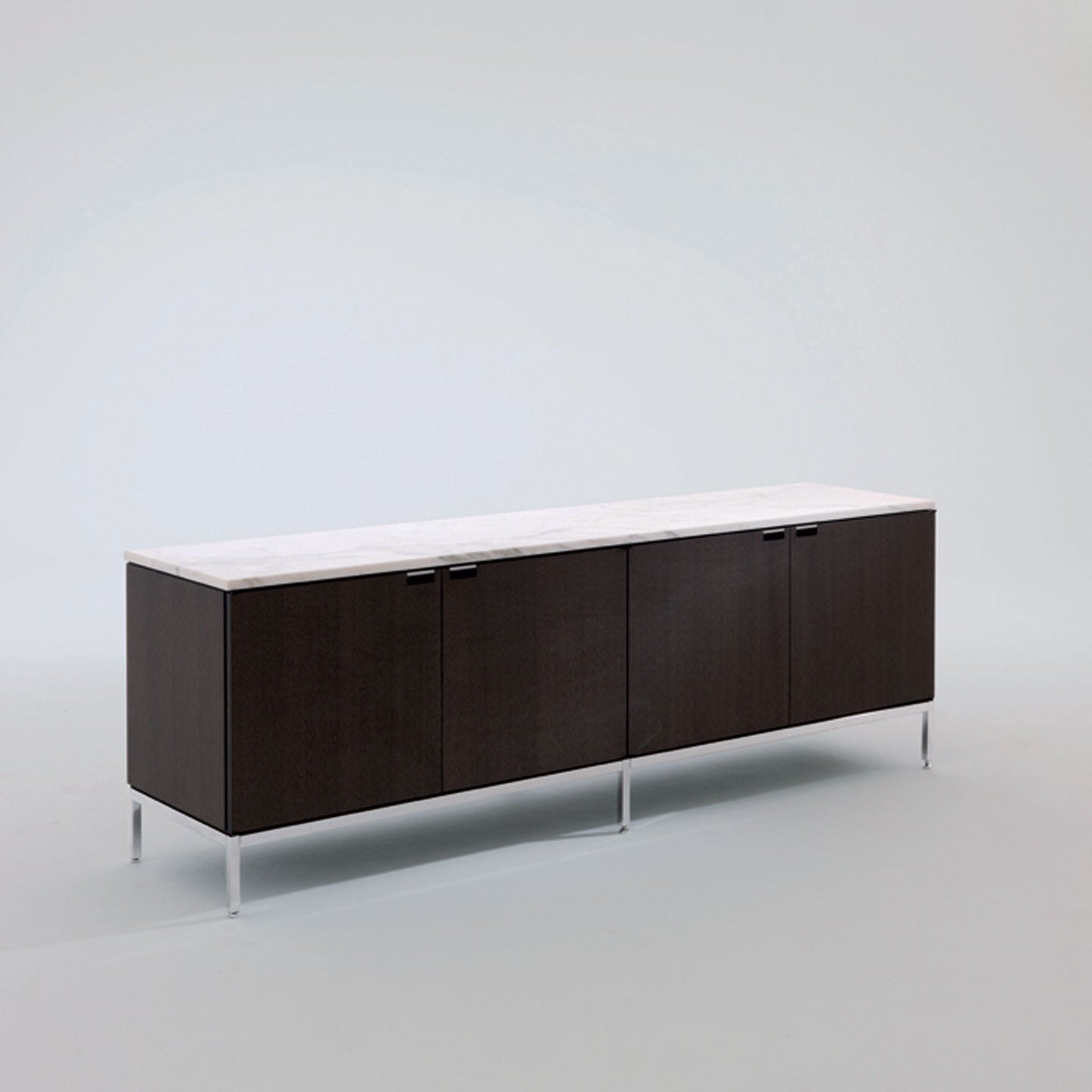 Florence Knoll Credenza 4 Door | Ebonised Oak Case and Polished Chrome