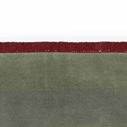 Zenit Cross Coloured Fringes Rug | Green Burgundy 100% New Zealand Wool 1024