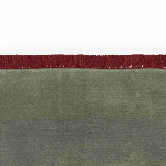 Zenit Cross Coloured Fringes Rug | Green Burgundy 100% New Zealand Wool 1024