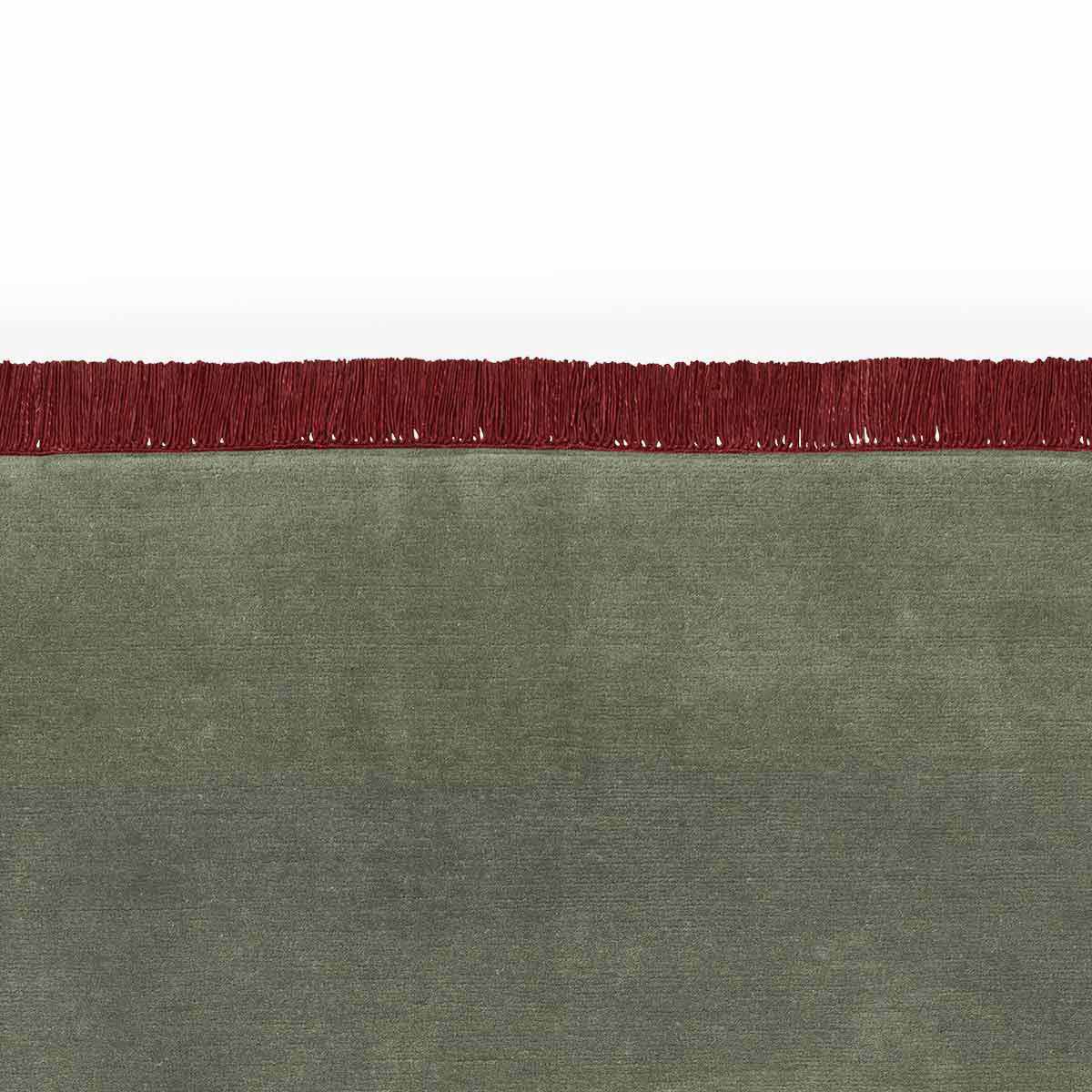 Zenit Cross Coloured Fringes Rug | Green Burgundy 100% New Zealand Wool 1024