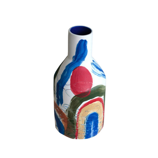 Tall Brushstroke Vase | Multicoloured Porcelain