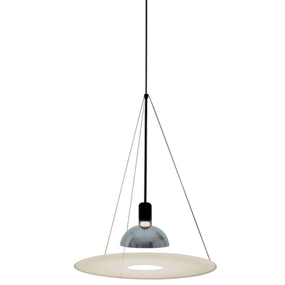Frisbi Pendant Lamp | Chrome Shade and White Diffuser