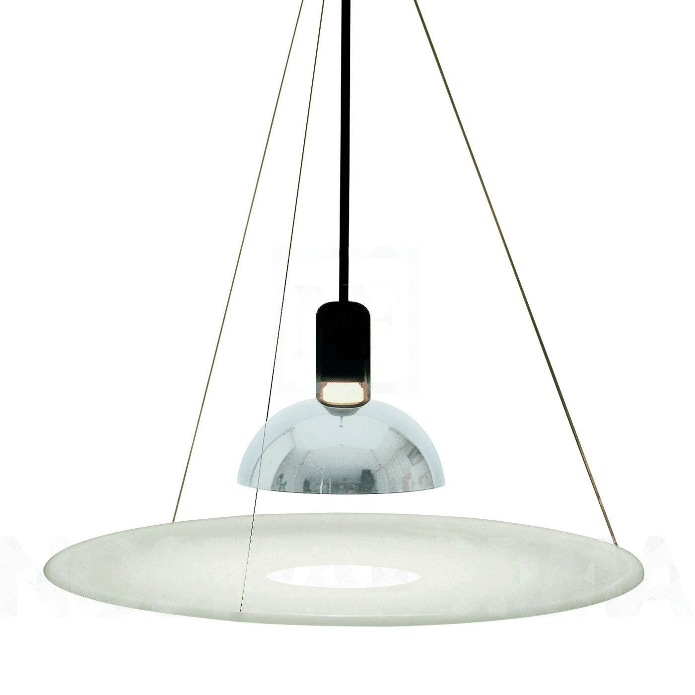Frisbi Pendant Lamp | Chrome Shade and White Diffuser