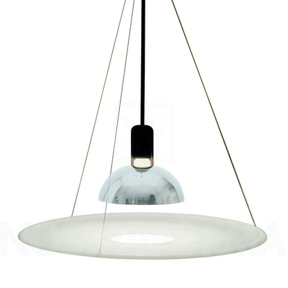 Frisbi Pendant Lamp | Chrome Shade and White Diffuser