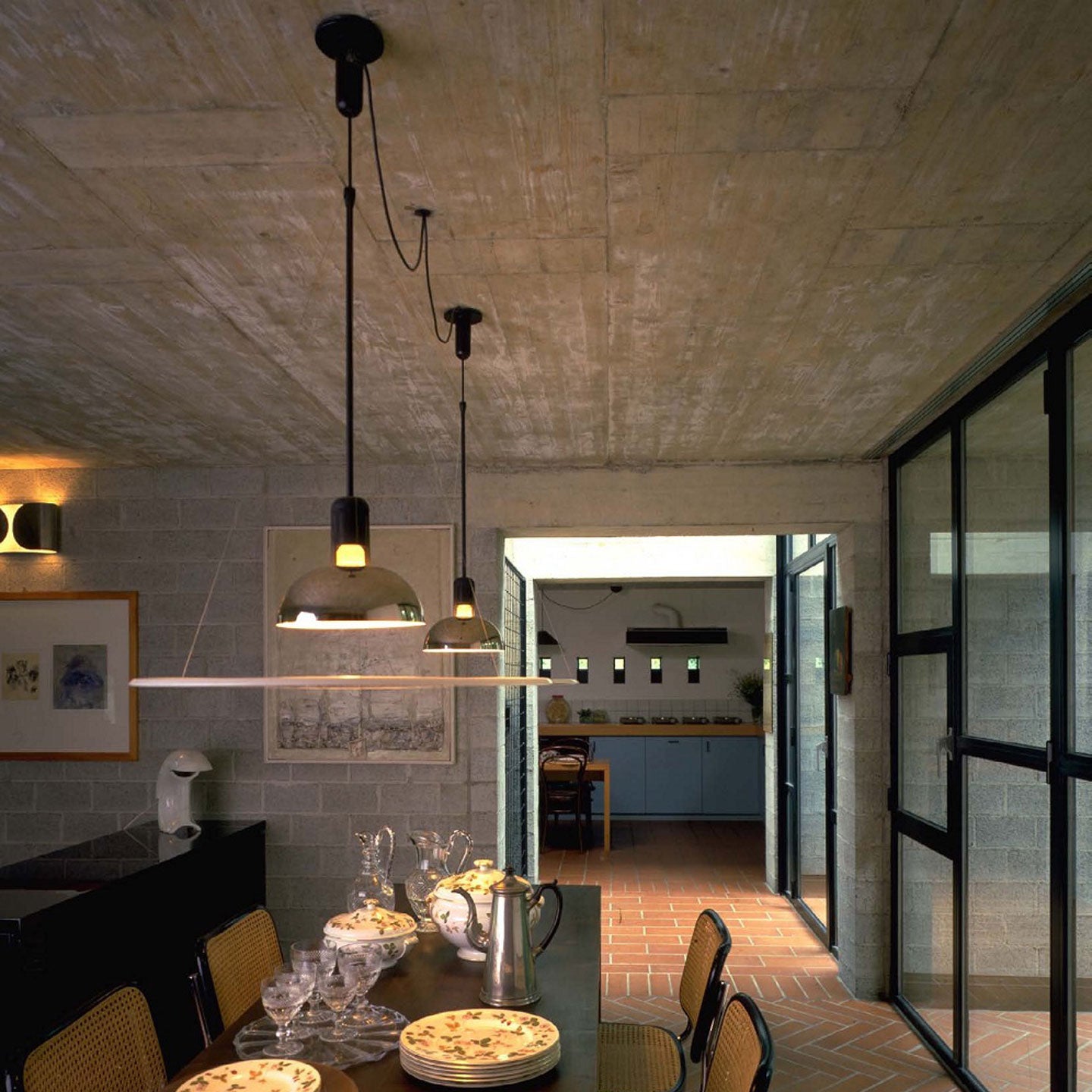 Frisbi Pendant Lamp | Chrome Shade and White Diffuser