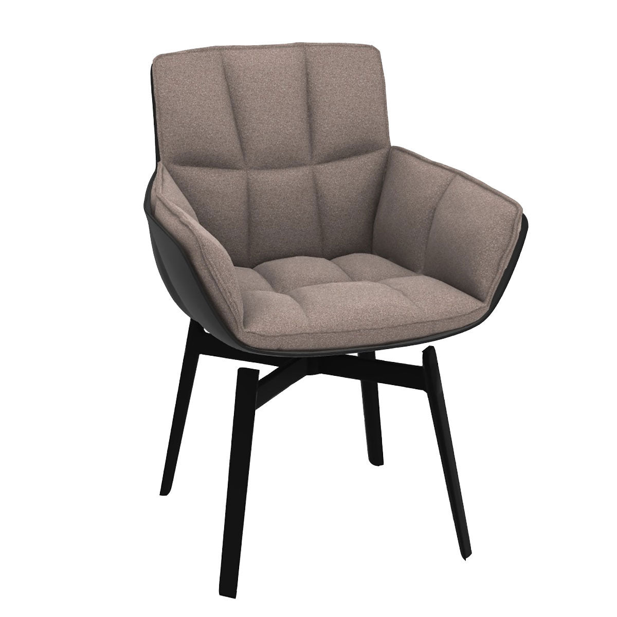 Husk Swivel Small Armchair | Hazlenut Emily Fabric Upholstery